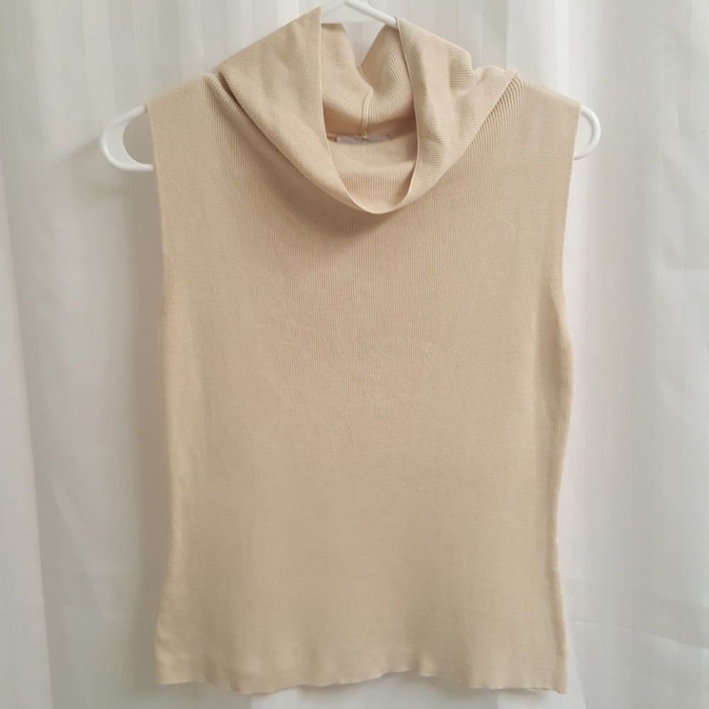 Ann Taylor Cream Sleeveless Cowl Neck Blouse
